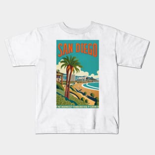 A Vintage Travel Art of San Diego - California - US Kids T-Shirt